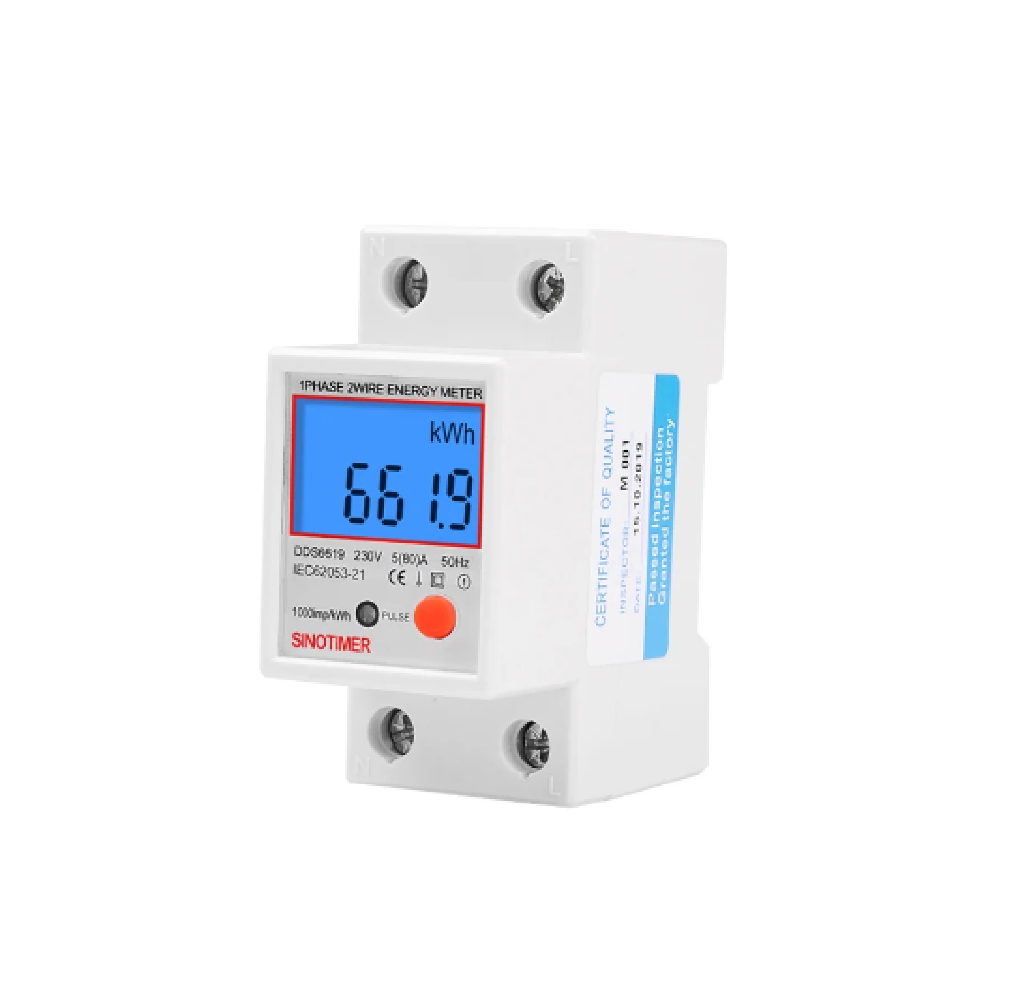 Sinotimer มิเตอร์ดิจิตอล 1P 2W 5(80)A 230V DDS6619-012 เครื่องวัดไฟฟ้า