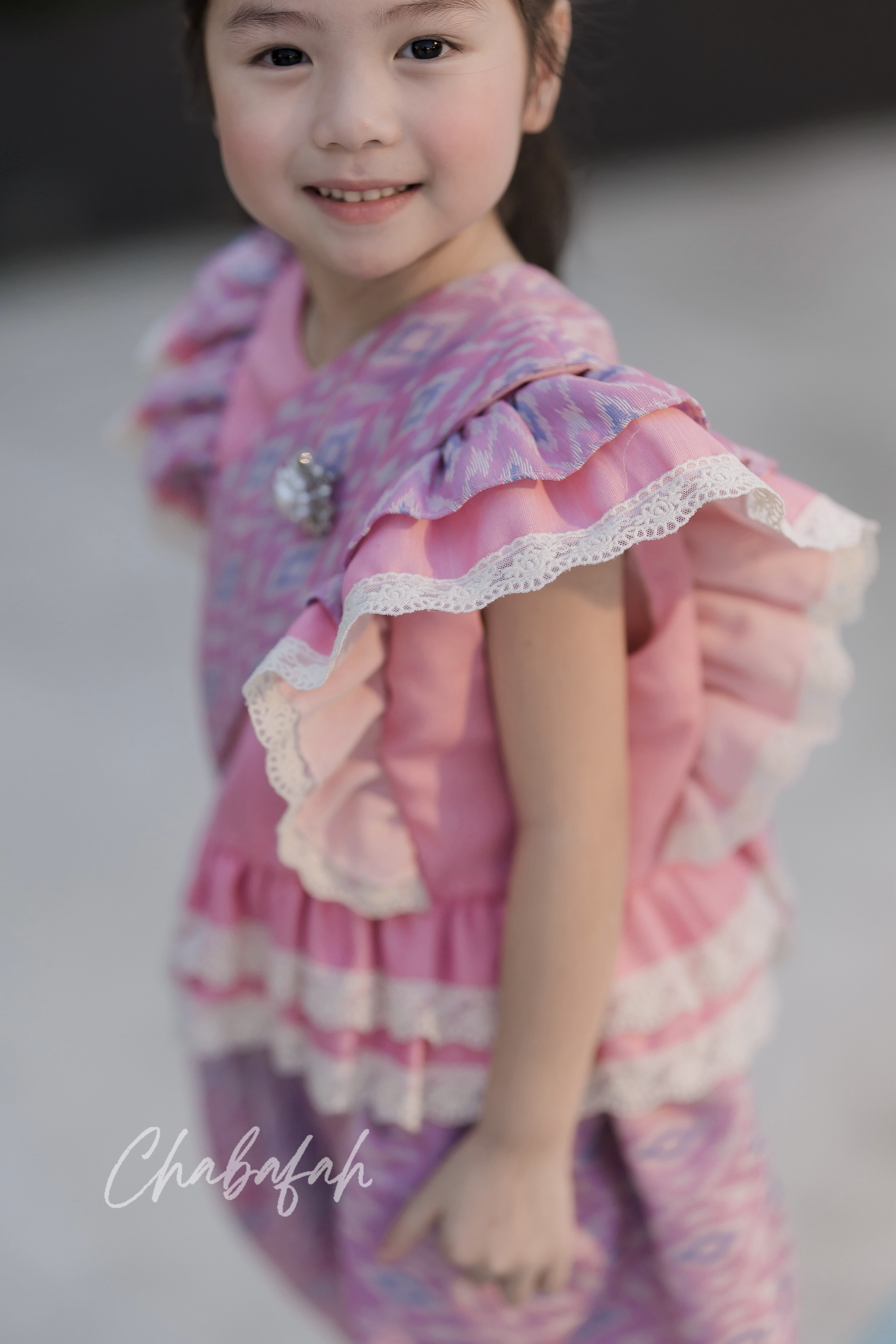 (เซต 4 ชิ้น) ชุดไทยแบรนด์ Chabafah รุ่น "ศิรินภา" สีชมพูหวาน