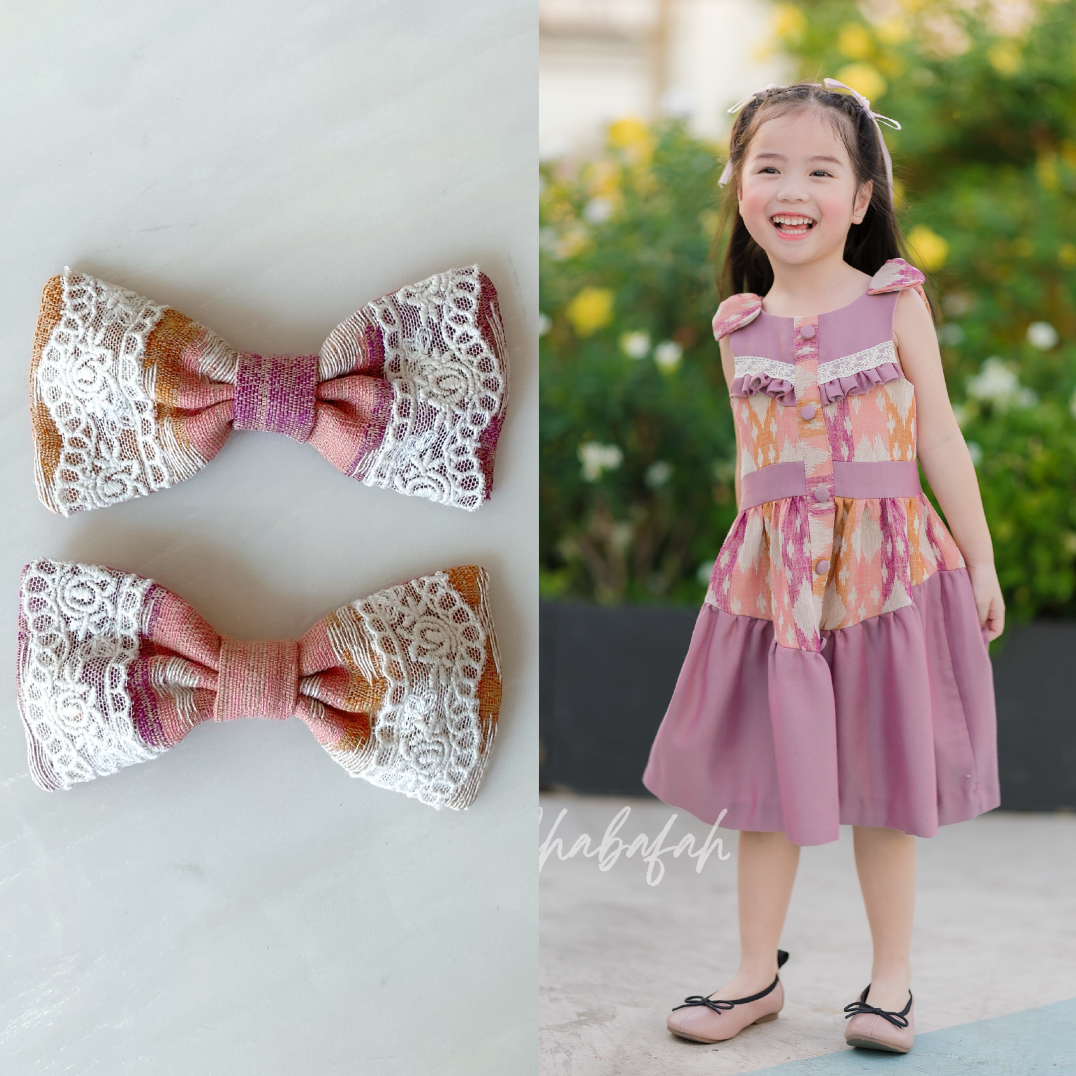 (ขายเป็นคู่) กิ๊ฟติดผมผ้าไทย แบรนด์ Chabafah