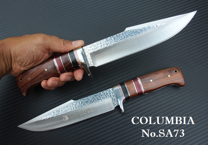 มีด COLUMBIA รุ่น SA73 ใบตอกลายขรุขระ ด้ามไม้แท้อย่างดี พร้อมซองไนลอน