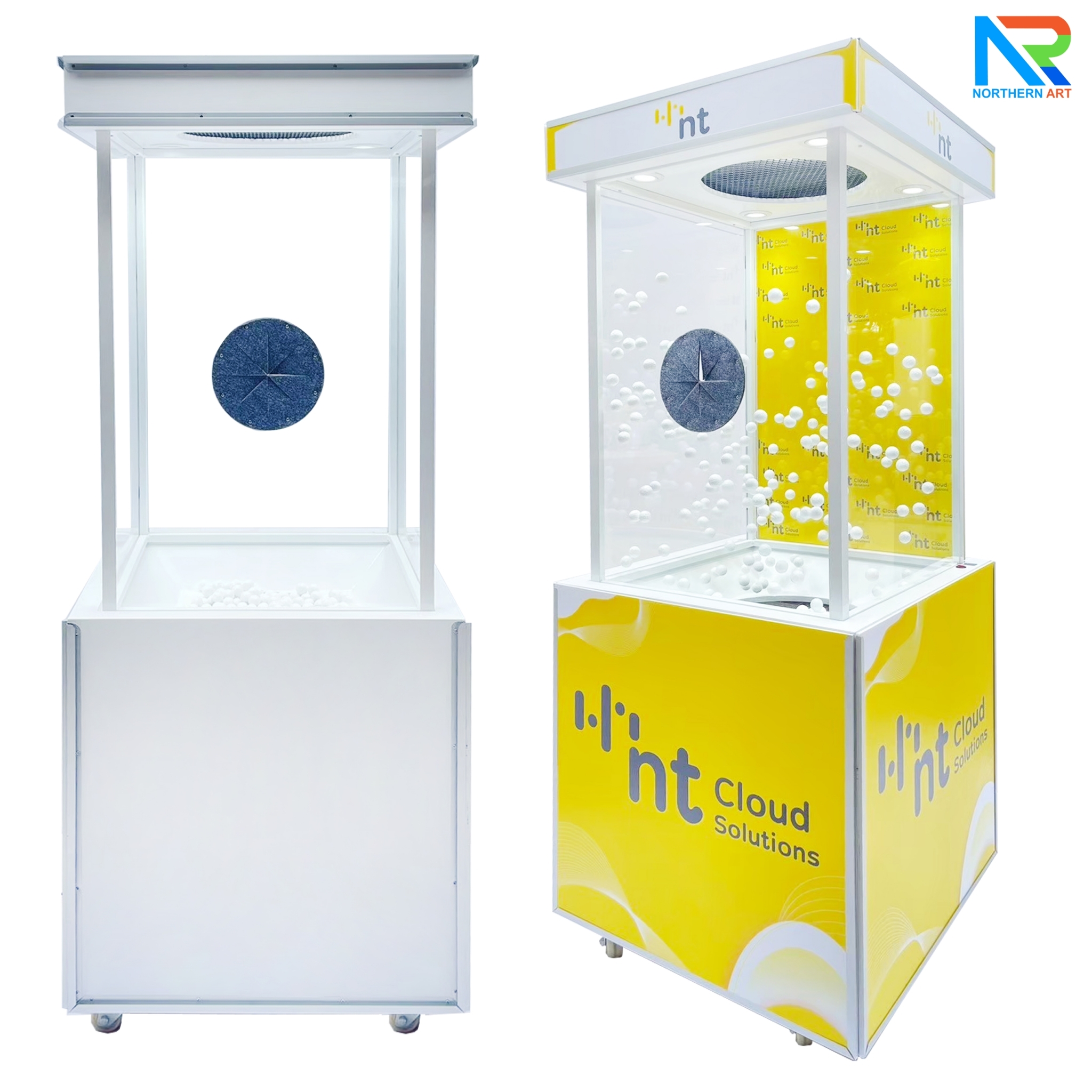เช่าเกมส์ตู้ลม เช่าตู้ลมจับรางวัล (W)70 x (L)70 X (H)176 cm.พร้อมงานพิมพ์สติ๊กเกอร์ ไม่รวมบอลโฟม