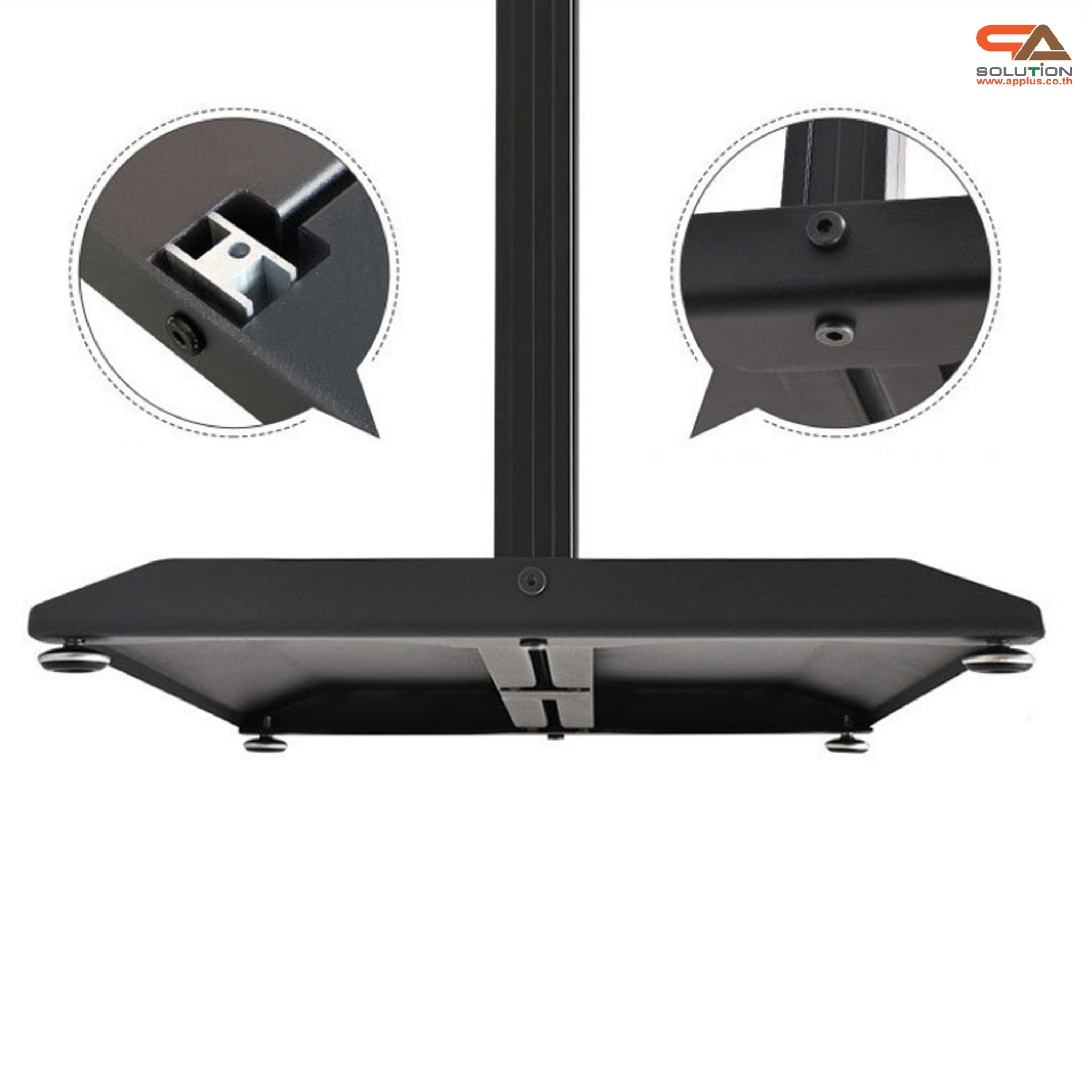 ป้ายตั้งพื้น ฐานเหลี่ยม สีดำ ขนาด (W)100 x (H) 200 cm. โชว์งานพิมพ์ 2 ด้าน ถอดประกอบได้ เคลื่อนย้ายสะดวก