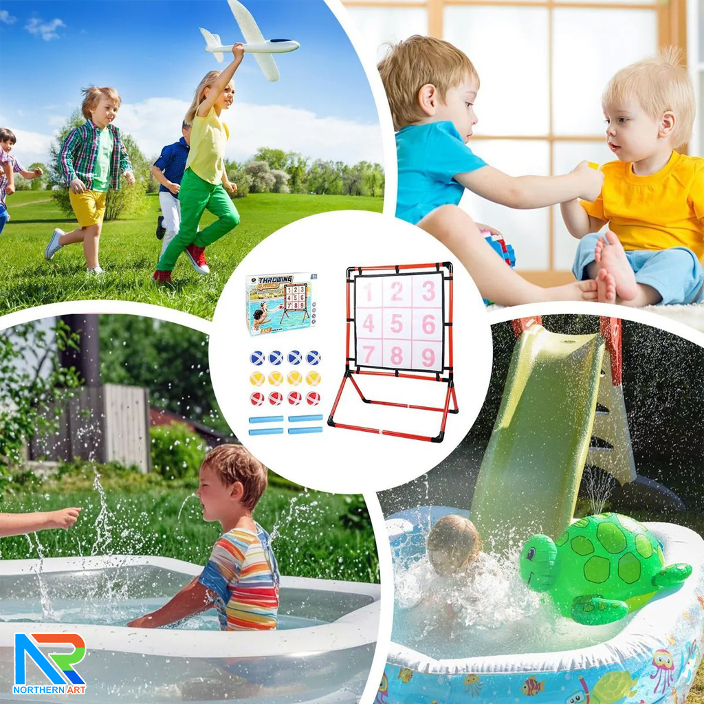 เกมส์ปาบอล 2-in-1 (W)68 x (H)95 cm. พร้อมลูกบอล 12 ลูก ถอดประกอบได้ เคลื่อนย้ายสะดวก