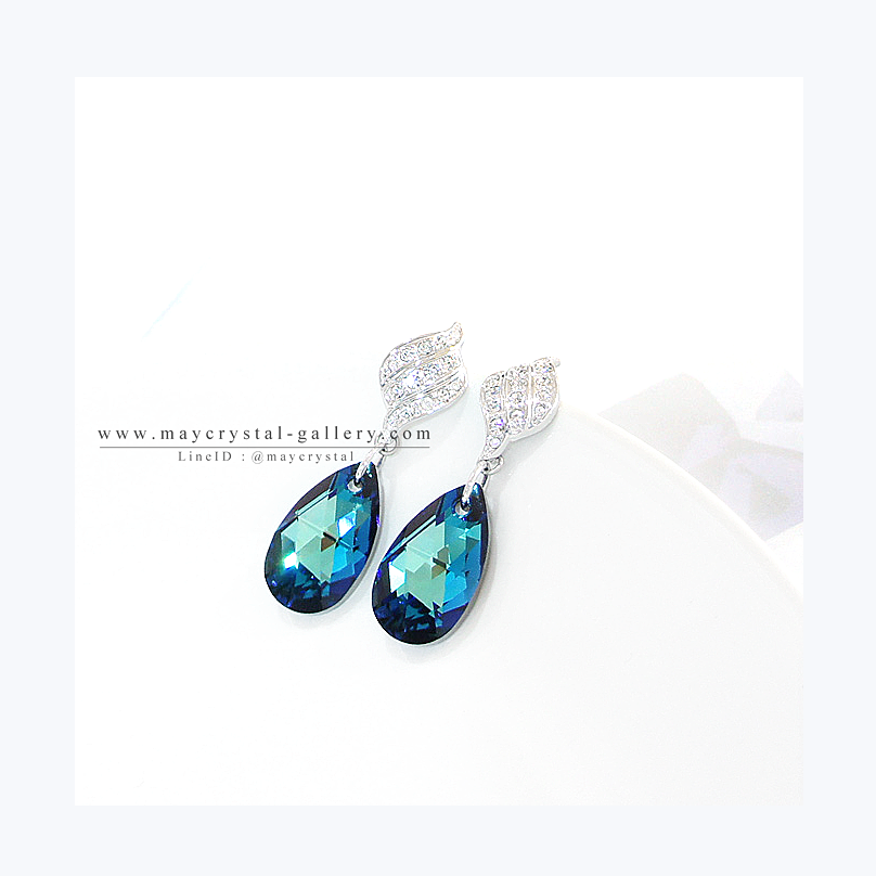 ต่างหูคริสตัลแบรนด์แท้ จากประเทศออสเตรีย (Embellished with Crystals from Austria)