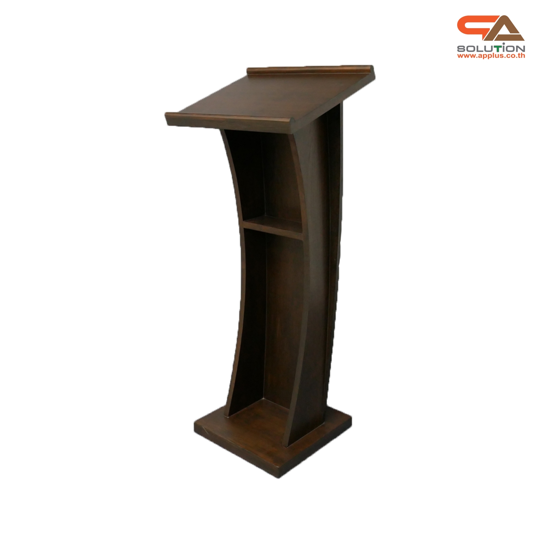 โพเดียมไม้ สีโอ๊ค ขนาด (W) 50 x (L) 40 x (H) 120ซม.TOP เอียง พร้อมชั้นวางของ