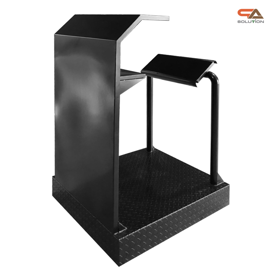 โพเดียมรปภ. เหล็กรุ่น GR-03 ขนาด (W) 85 x (L) 85 (H) 135 ซม. พร้อมช่องใส่เอกสาร ขนาดA4 พื้นเหล็กลายกันลื่น แข็งแรงทนทาน ( สั่งผลิตสีที่ต้องการได้)