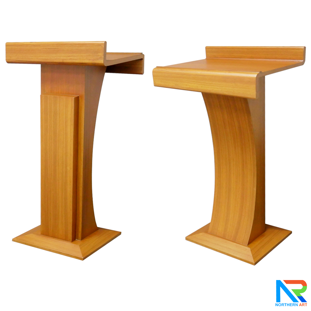 โพเดียมไม้ สีสัก ทรงโมเดิร์น TOPตรง ขนาด (W)55 x (L)42 cm. สูง 111 cm.