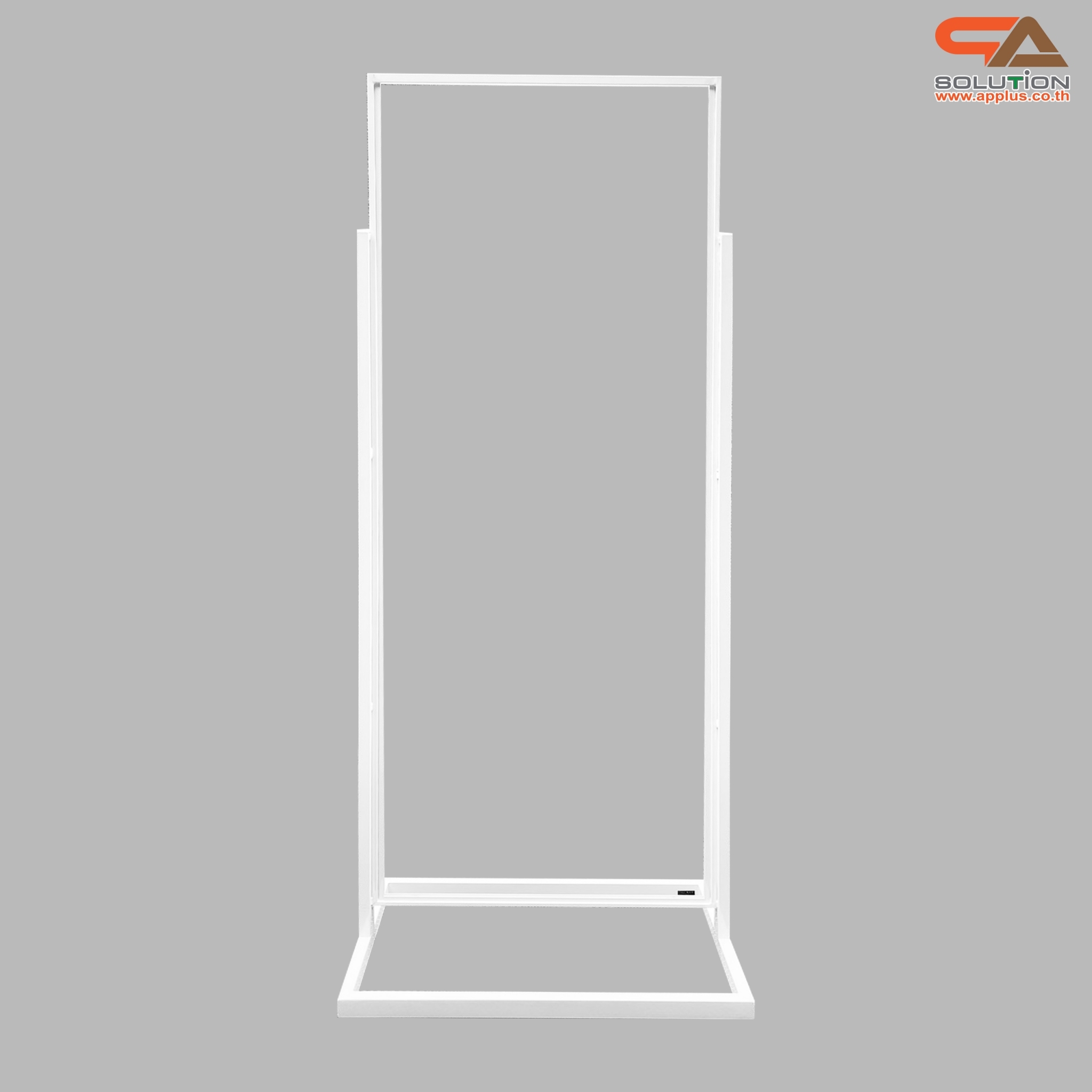 ป้ายตั้งพื้นเหล็ก รุ่นกรอบเดี่ยว สีขาว ขนาด (W)62 × (H)156 cm. สอดงานด้านบน โชว์ภาพ2ด้าน ถอดประกอบได้