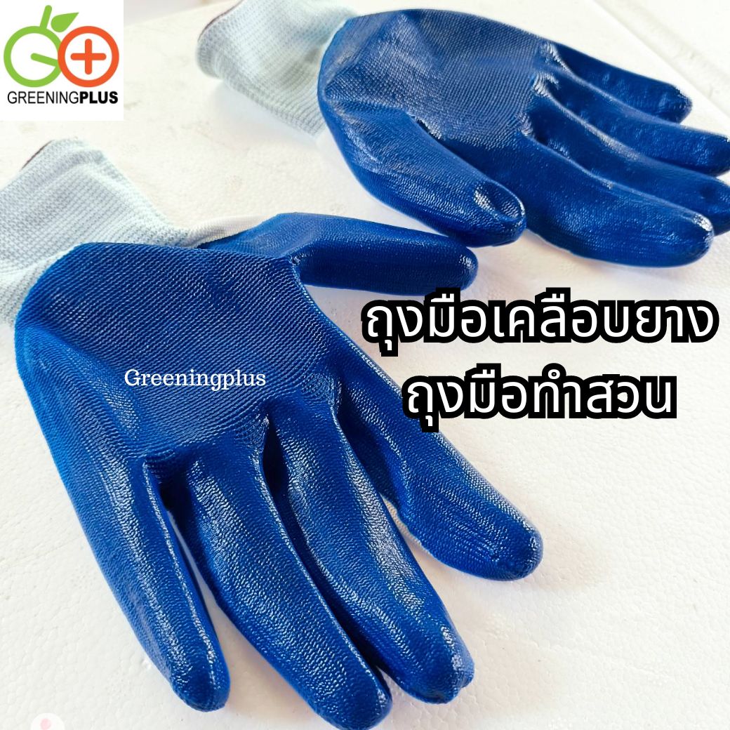 ถุงมือเคลือบยาง ถุงมือทำสวน แพ็ค 1 คู่