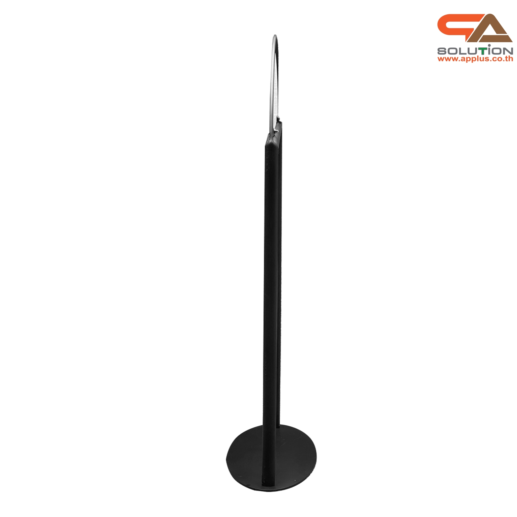 ป้ายตั้งพื้น ป้้ายมินิมอล เหล็กสีดำ ขนาด (W)59 x (H)95 cm. โชว์งานพิมพ์ 2 ด้าน ฐานวงรี ถอดประกอบได้