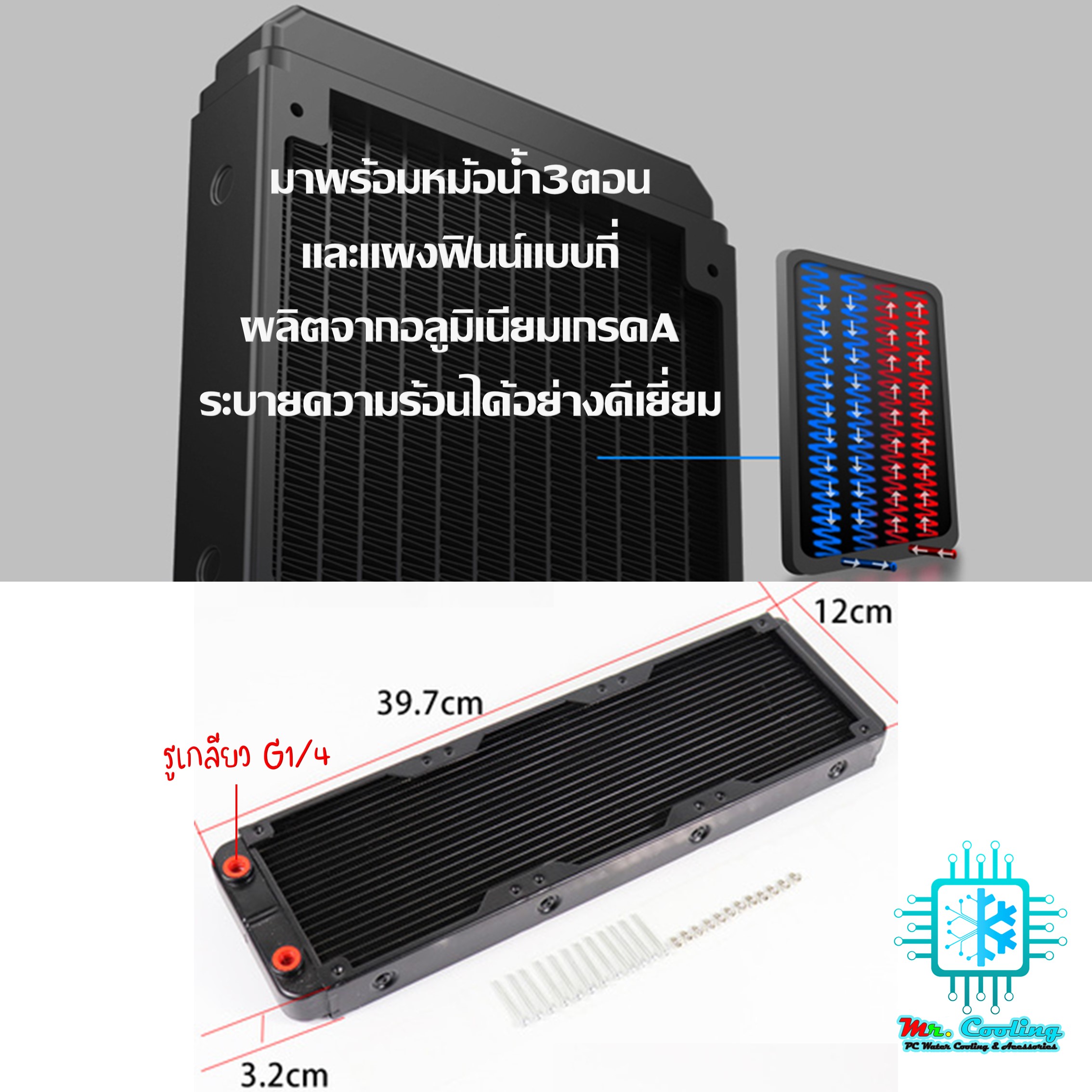 ชุดน้ำเปิดCPU 3ตอน ท่ออ่อน ครบชุด, CPU Water Cooling Set [รุ่นMaster Grade360]