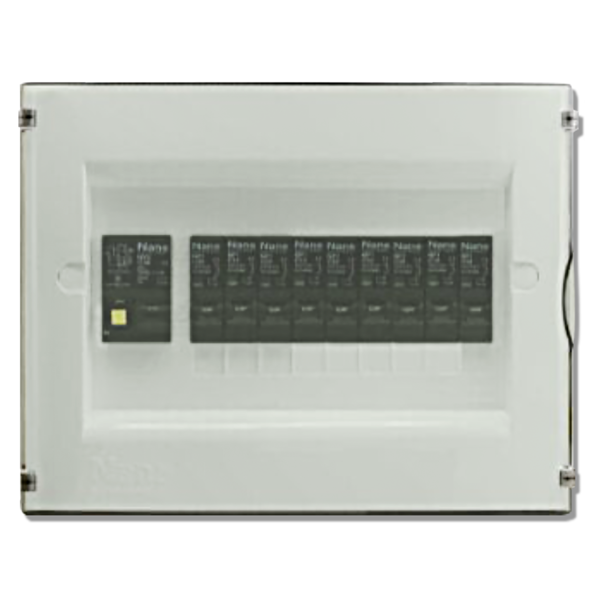 NANO ตู้คอนซูมเมอร์ยูนิต (LS Series-Plug on) RCBO 2 Pole 10kA+ลูกย่อย 9 ลูก ฝาดำใส