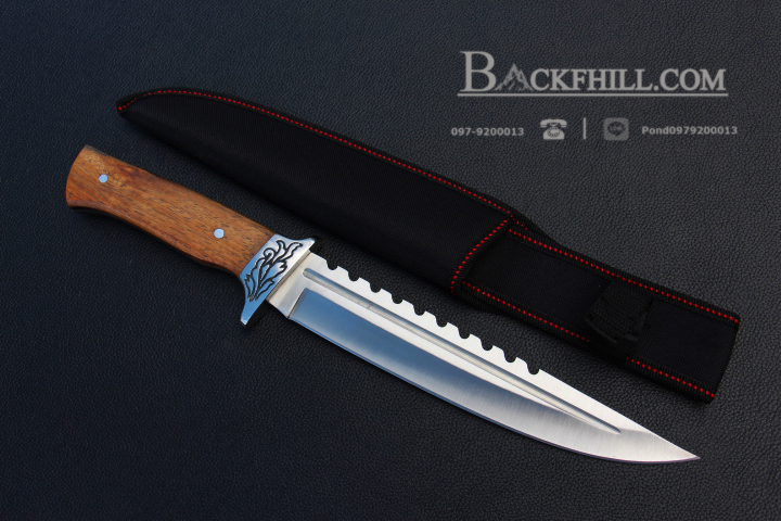 มีดใบตาย COLUMBIA รุ่นA052-3 ใบมีดทรงสปาตา ด้ามจับ ลายคลาสสิค ไม้อย่างดี พร้อมซองไนลอน