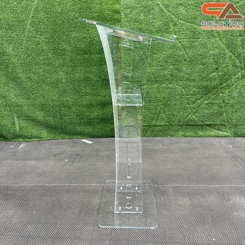 โพเดียมอะคริลิคใส รุ่น AC-12 ด้านหน้าอะคริลิคฝ้า TOP เอียง ขนาด(W)60 x (L)45 x (H) 113 cm.