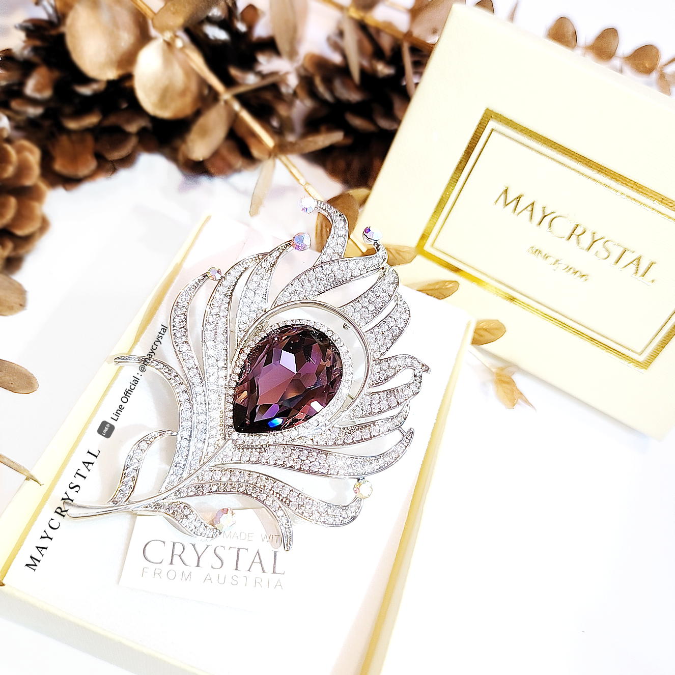เข็มกลัดคริสตัลจากประเทศออสเตรีย (Embellished with Crystals from Austria) ,Premium zirconia