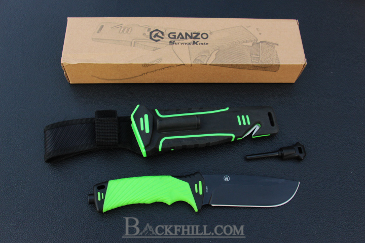 มีดเดินป่าใบตาย Ganzo Hunting Survival Knife กานโซ่ รุ่น G8012-LG ดำ-เขียว ของแท้ 100%