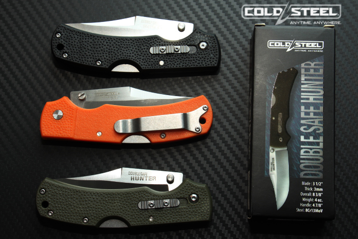 มีดพับนายพราน cold steel รุ่น DOUBLE SAFE HUNTER ใบมีด 8cr13 Mov ทรงโบวี ( AAA ) ด้ามเขียว