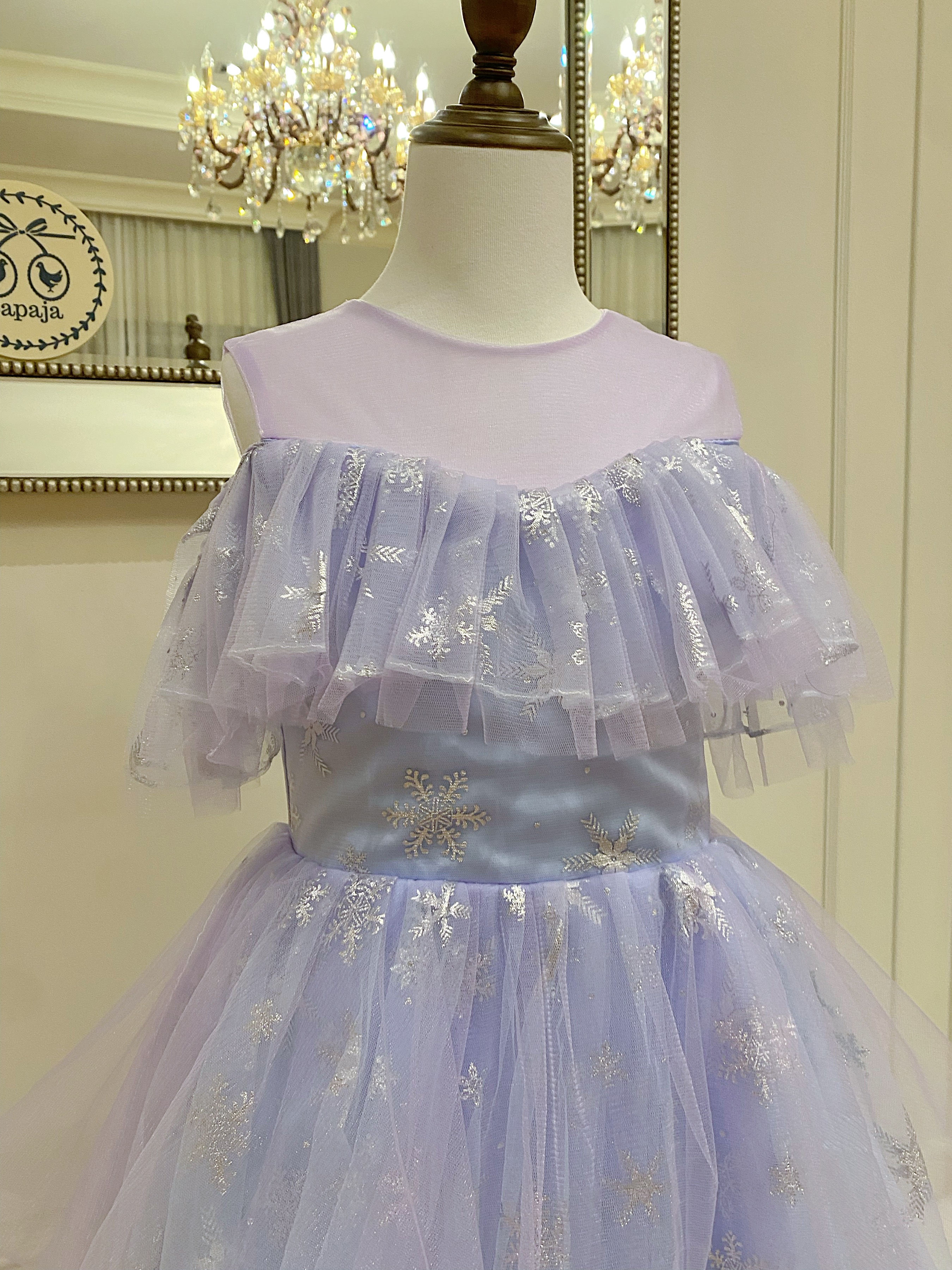 เดรสออกงานราตรียาวแขนกุดสีม่วงพาสเทลสุดหวาน