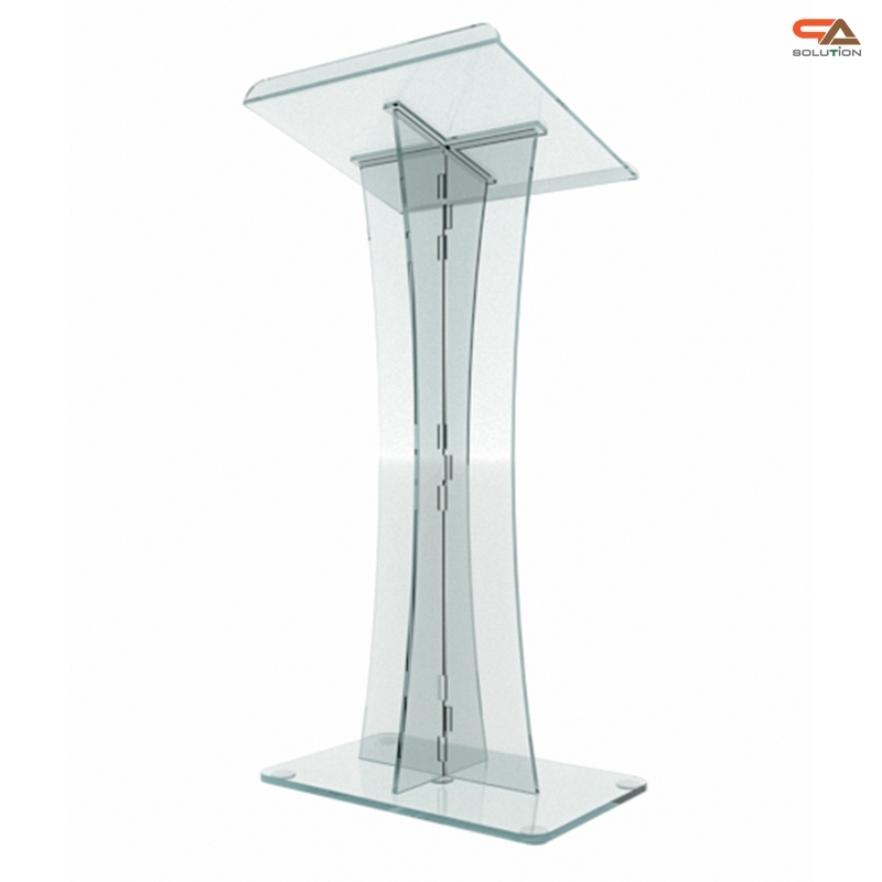 โพเดียม อะคริลิคใส AC-03 ขนาด (W)50 x (L)44 x (L)120 cm. TOP เอียงพร้อมกันตก วัสดุอะคริลิคใส หนา 10-20 มม.