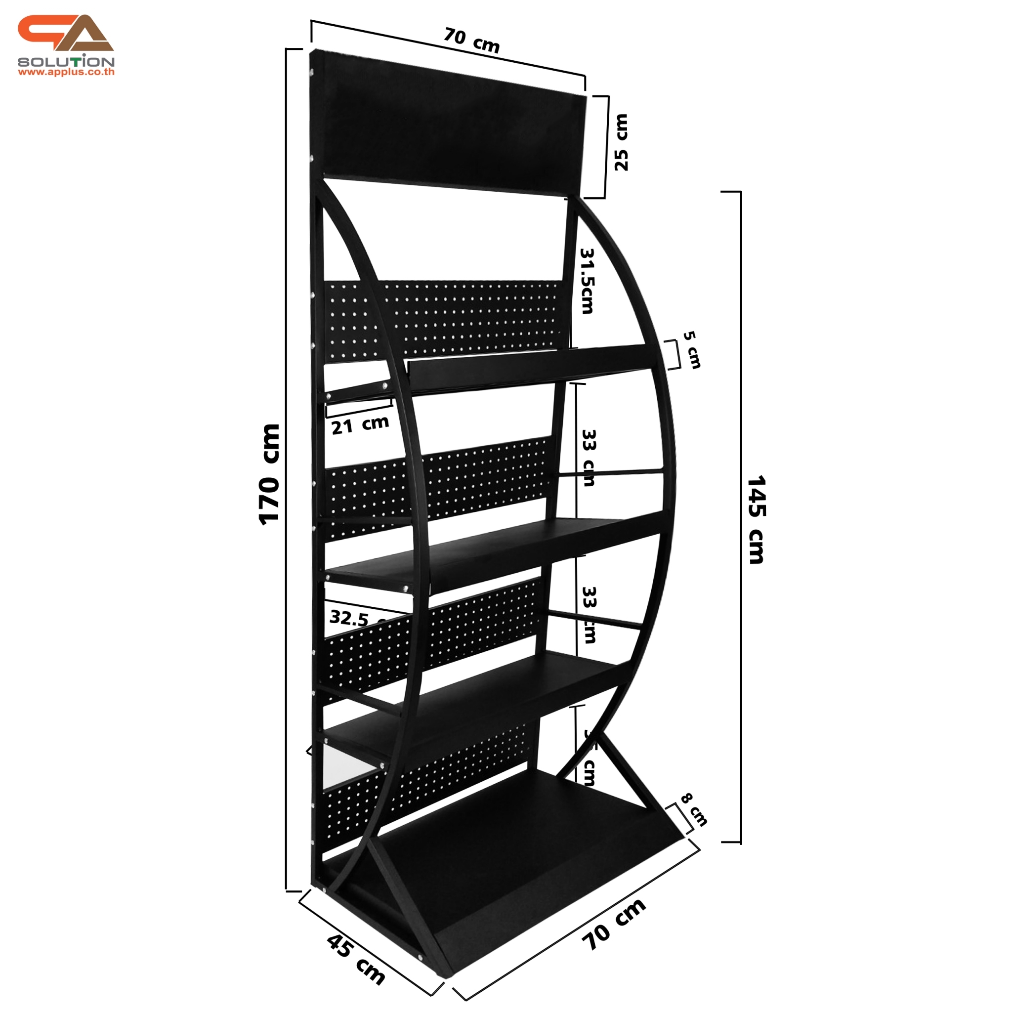 ชั้นวางสินค้าเหล็ก 4ชั้น สีดำขนาด(W)70 x (D)45 x (H)170 cm.(ถอดประกอบได้) แข็งแรง รับน้ำหนักได้ดี