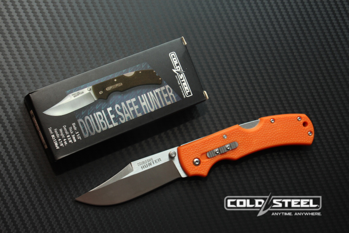 มีดพับนายพราน cold steel รุ่น DOUBLE SAFE HUNTER ใบมีด 8cr13 Mov ทรงโบวี ( AAA ) ด้ามส้ม