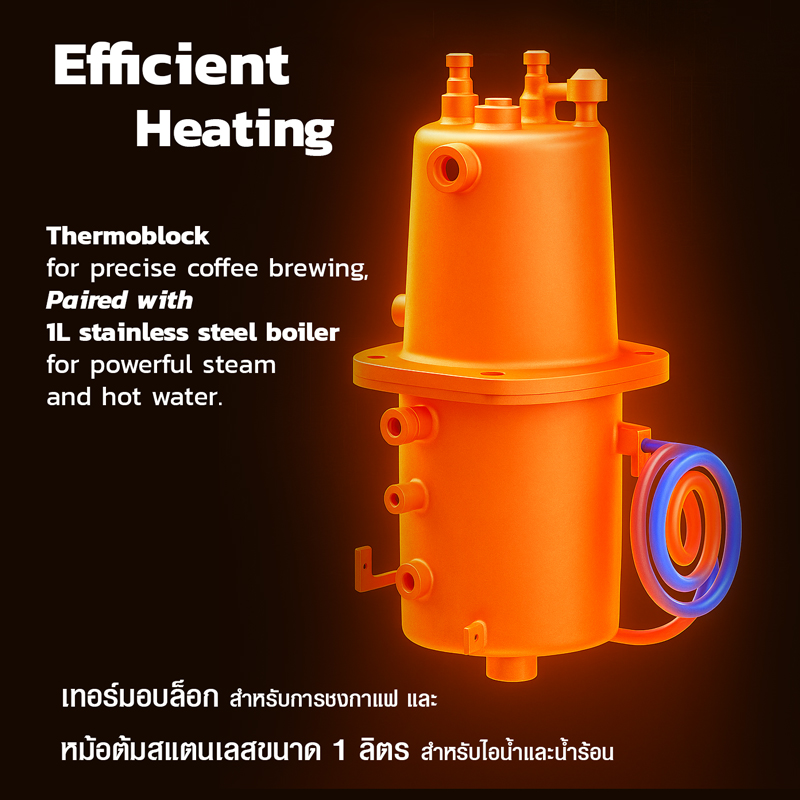 เครื่องชง Gemilai 1GR – หม้อต้มคู่ | ระบบ PID | แรงดัน 15 บาร์