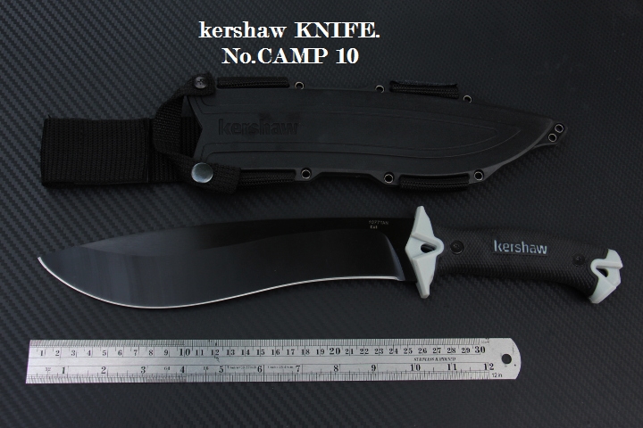 มีดเดินป่าkershaw รุ่น CAMP 10 รหัส 1077 ใบยาว 10 " FULL TANK ใบมีดเหล็ก 65Mn , powdercoat พร้อมซอง Kydex
