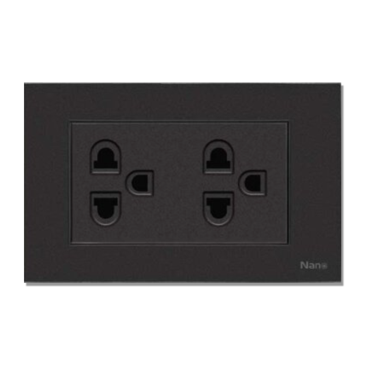 NANO ชุดเต้ารับคู่แบบมีกราวน์ และม่านนิรภัย Urban series สีดำ รุ่น CP55R-B