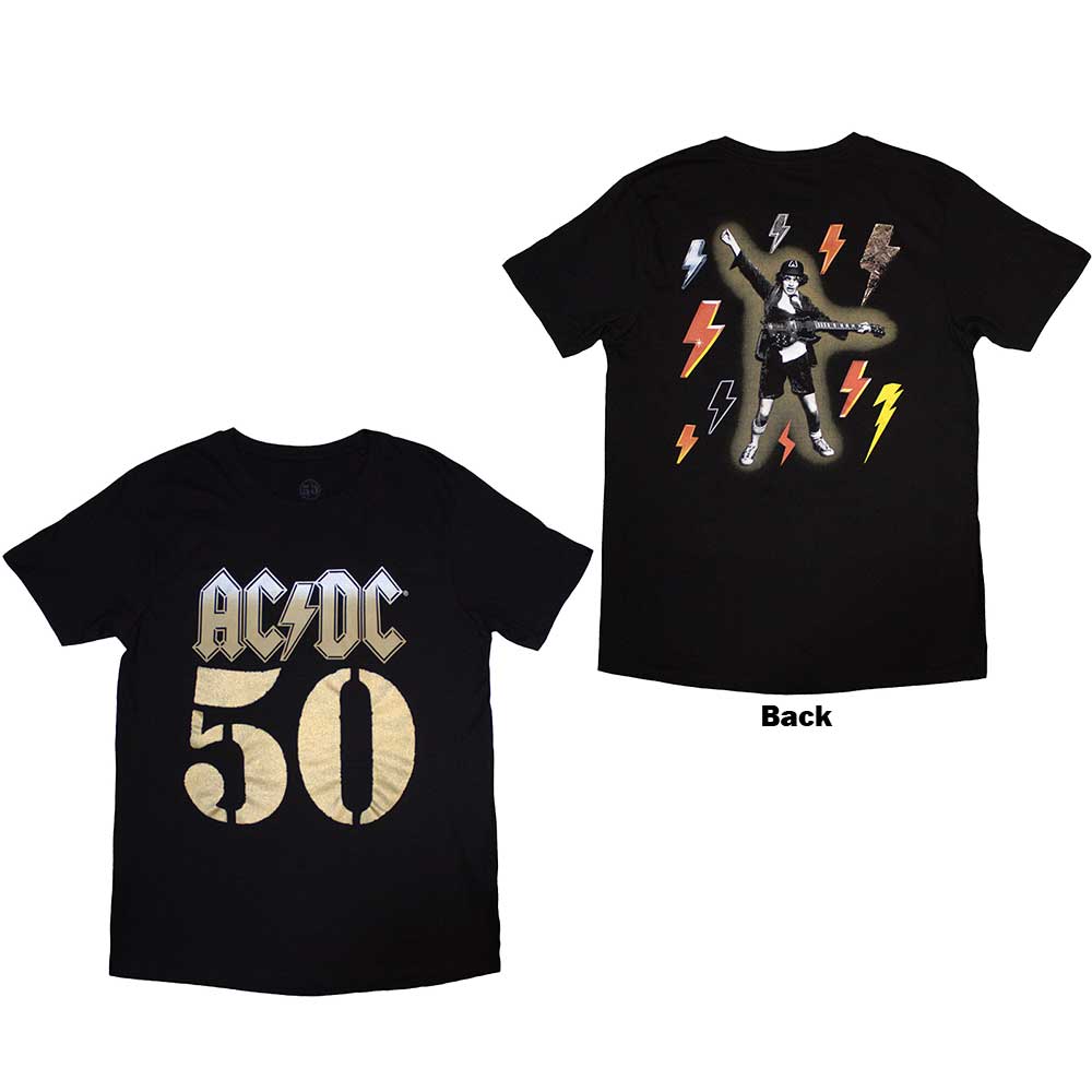 AC/DC Unisex T-Shirt: Bolt Array (Back Print) BLACK