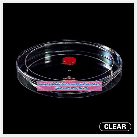 P05118 กล่องกลมใส จุกสี พลาสติกเนื้อแข็ง (กว้าง 28.5 ยาว 28.5 สูง 4.0 ซม.) No.1800 มิลลิลิตร 2482A ราคาส่ง 1 โหล: 12 ใบ