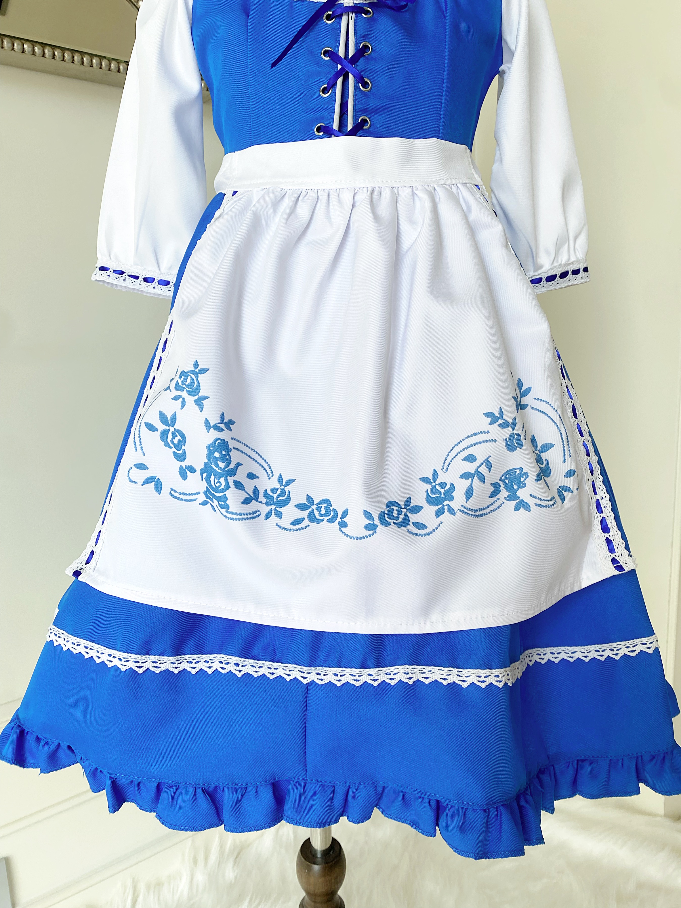 ชุดเจ้าหญิงอลิสแขนตุ๊กตาปกคอบัว (Alice in Wonderland) พร้อมที่คาดผมโบว์สีดำ
