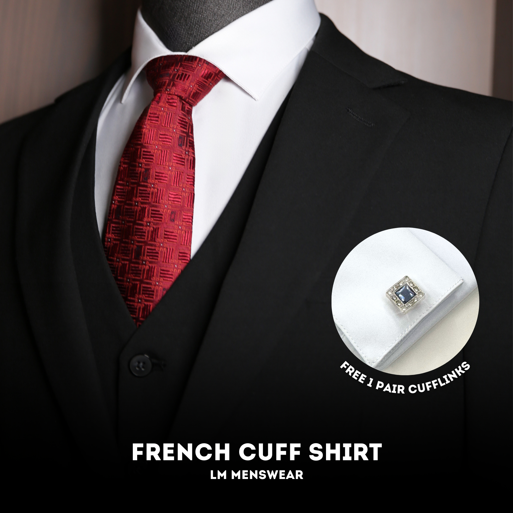 French Cuff Shirt เสื้อเชิ้ตเฟรนช์คัฟ ใส่กระดุมข้อมือคัฟลิงก์ Cufflinks สีขาว ปก Spread Collar (แถมฟรี Cufflink 1 คู่)
