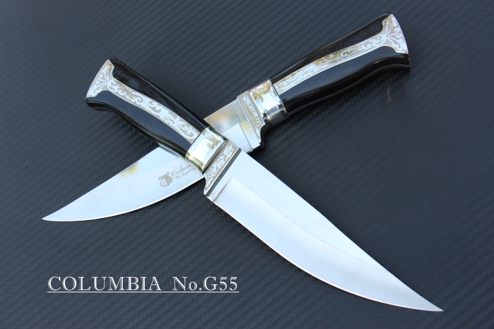 มีดใบตาย COLUMBIA รุ่น G55 ด้ามจับ ลายคลาสสิค ไม้เนื้อดำอย่างดี พร้อมซองไนลอน