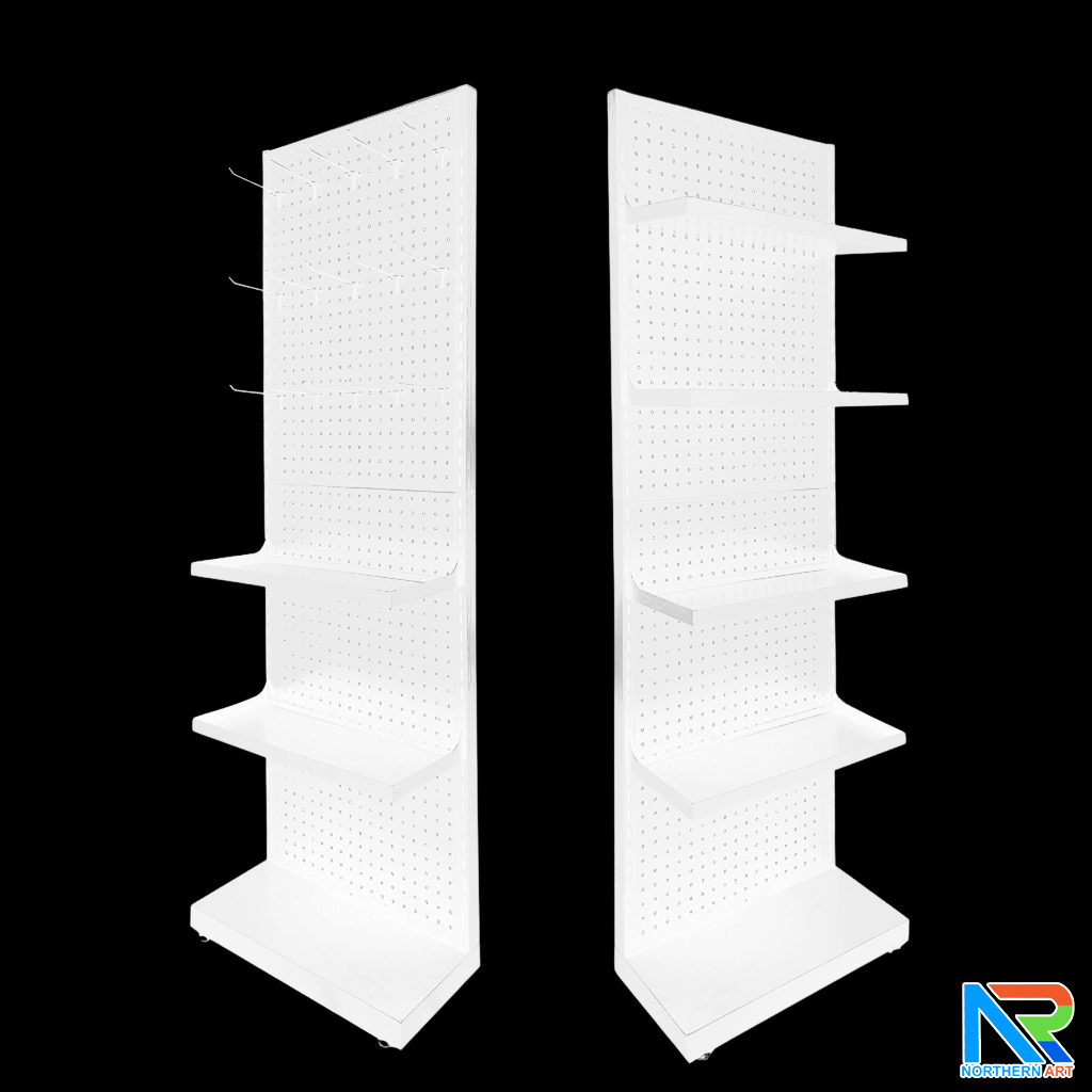 เช่าชั้นวางสินค้าเหล็ก ขนาด(W)50 x (D)25 x(H)150 cm. สีขาว ปรับจำนวนชั้นและขอแขวนได้ตามความต้องการ