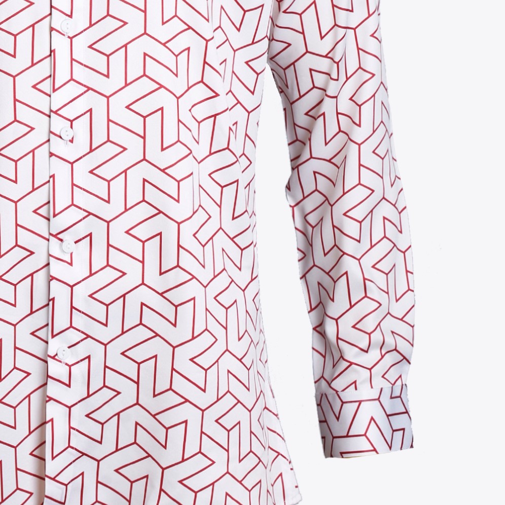 LM White Red Patterned Shirt