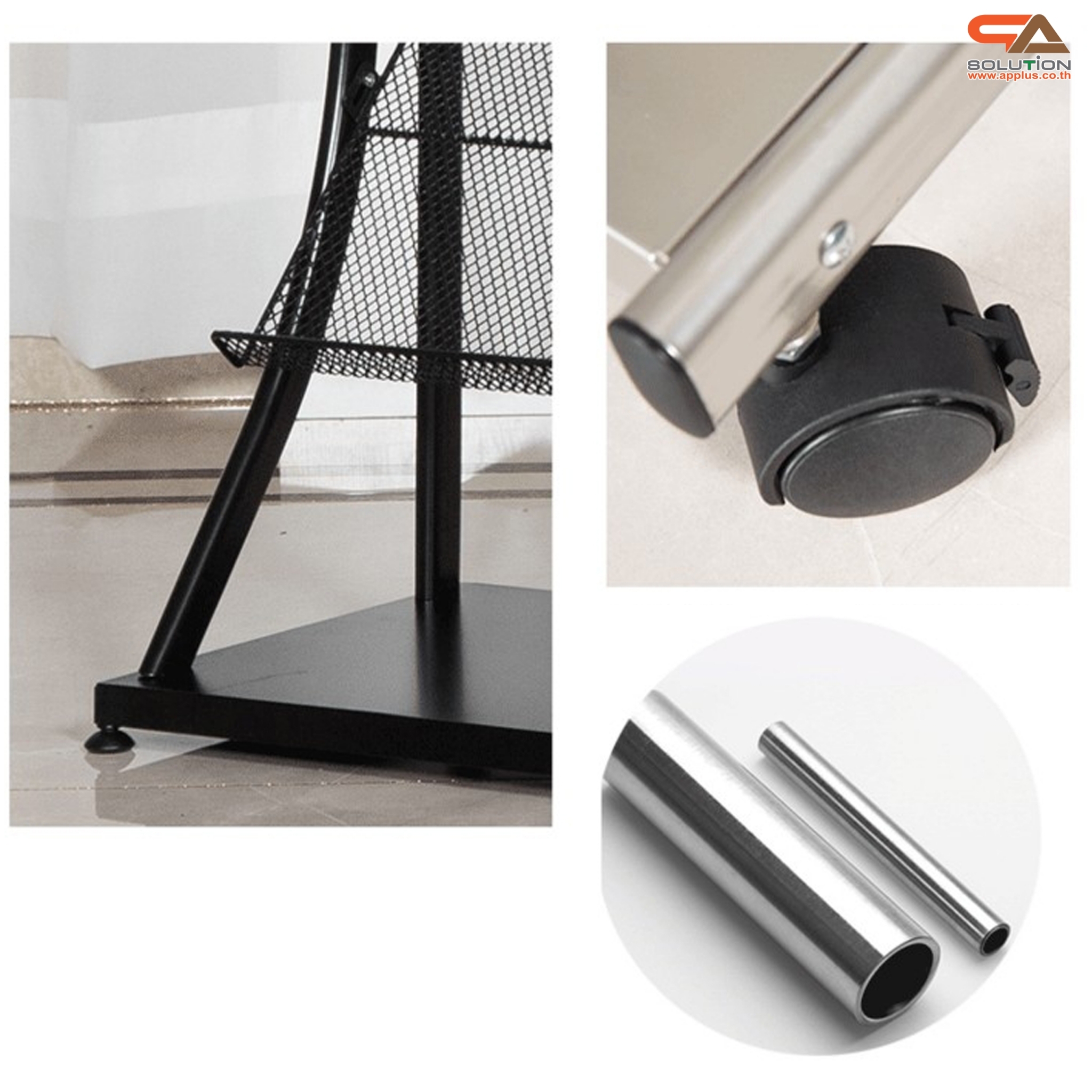 ชั้นวางโบรชัวร์เหล็กA4 สีดำ 4 ชั้น ทรง S ขนาด (W)31.5 X (L)31 X (H)149 cm. ถอดประกอบได้