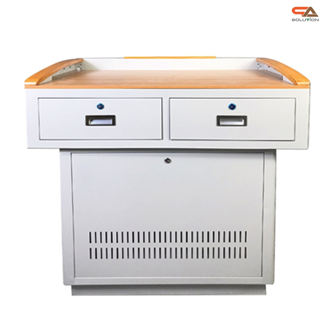 CLEARANCE SALE!โพเดียมโรงเรียน โพเดียมเหล็ก โพเดียมอาจารย์ โพเดียมเลคเชอร์ ขนาด 100X70 cm.TOPไม้ พร้อมลิ้นชัก (สินค้าตัวโชว์)