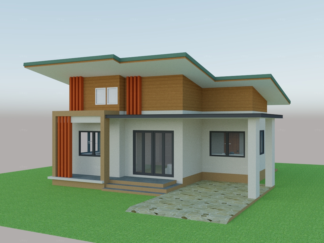 บ้านเดี่ยวชั้นเดียว ทรงโมเดิร์น