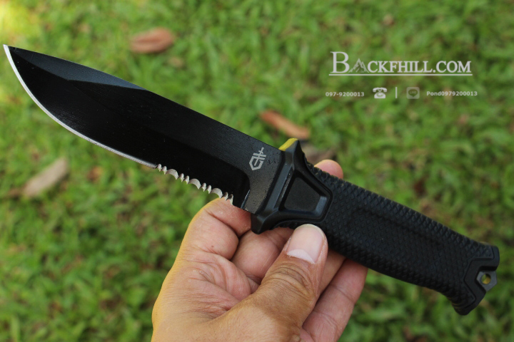 มีดใบตายสายลุย Gerber Strong Arm Semi Serrated Fixed Blade OEM สีดำ