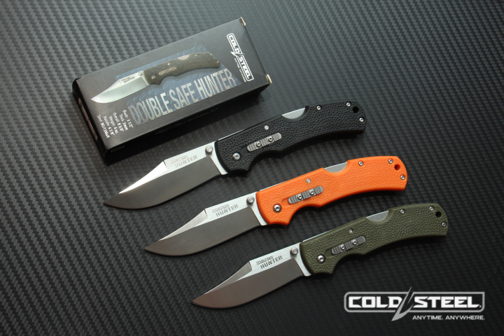 มีดพับนายพราน cold steel รุ่น DOUBLE SAFE HUNTER ใบมีด 8cr13 Mov ทรงโบวี ( AAA ) ด้ามเขียว