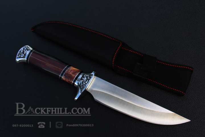 มีดใบตาย COLUMBIA รุ่นA051-4 มีดทรงโรมัน ด้ามจับ ลายคลาสสิค ไม้อย่างดี พร้อมซองไนลอน