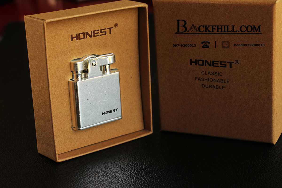 ไฟแชคทองเหลืองแท้ Honest Promise Luxury Lighter สีเงิน คลาสสิค ของแท้100%