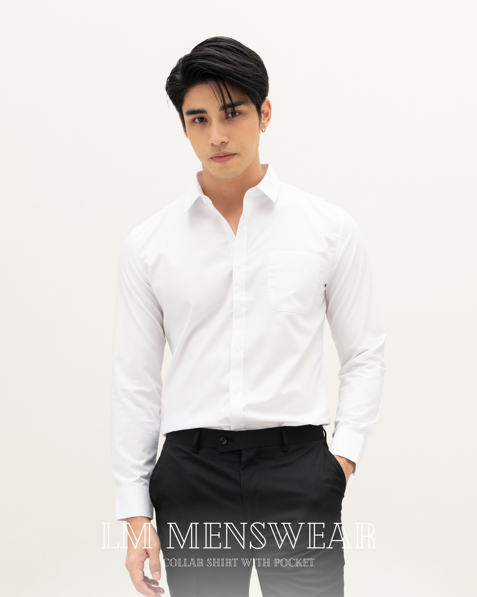 เสื้อเชิ้ตคอปก มีกระเป๋า 20 สี ขาว/ขาวครีม/ชมพูอ่อน/ชมพูโรส/แดง/เลือดหมู/กรม/ดำ
