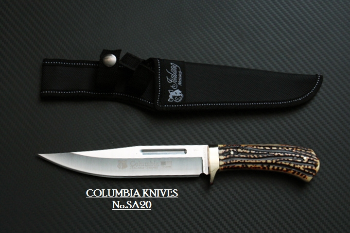 มีดพก COLUMBIA รุ่น SA20 ของแท้ ด้ามเขากวางจำลองขนาด 12 นิ้ว พร้อมซองไนลอน