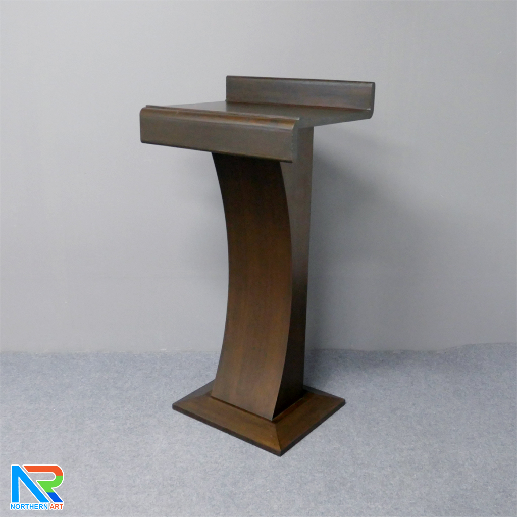 โพเดียมไม้ สีโอ๊ค ทรงโมเดิร์น TOPตรง ขนาด (W)55 x (L)42 cm. สูง 111 cm.