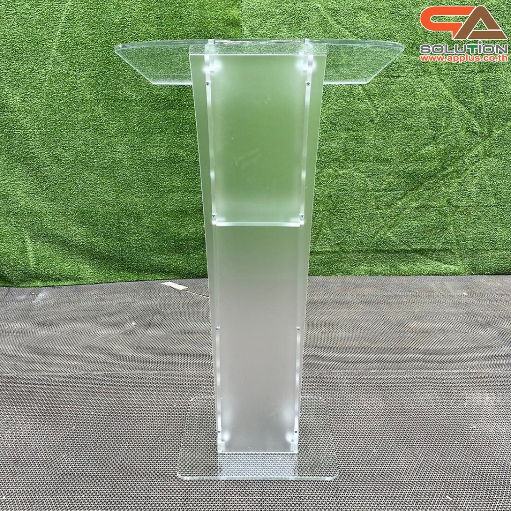 โพเดียมอะคริลิคใส รุ่น AC-12 ด้านหน้าอะคริลิคฝ้า TOP เอียง ขนาด(W)60 x (L)45 x (H) 113 cm.