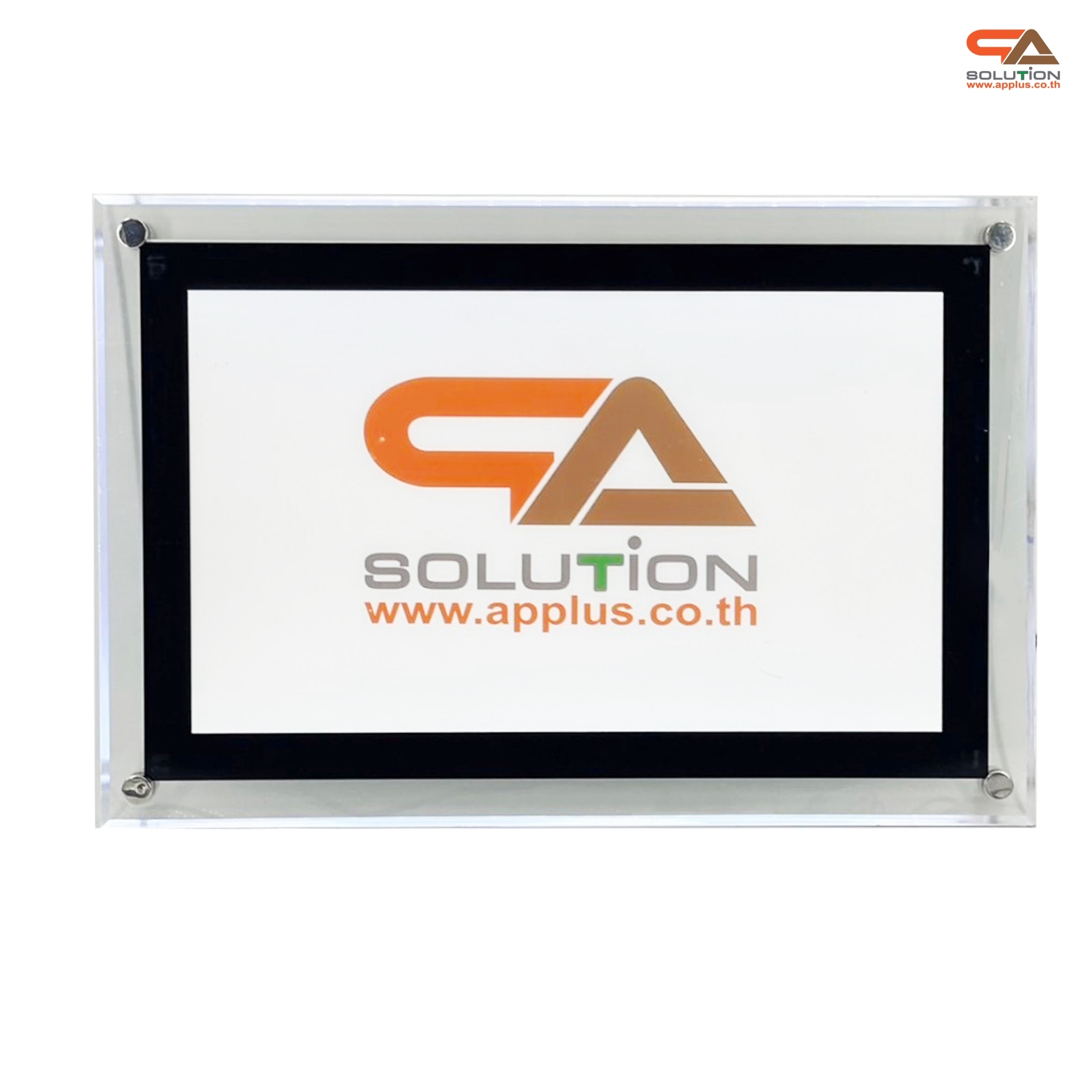 CLEARANCE SALE! กรอบป้ายไฟ LED รุ่น Crystal กรอบใสเรืองแสง พร้อมหมุดสแตนเลส ขนาด (W)40 x (L)60 cm.