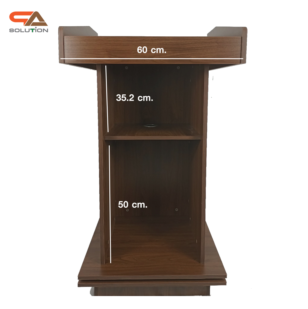 โพเดียมให้เช่า สีโอ๊ค โพเดียมไม้MDF ปิดผิวลายไม้สีบีช ทันสมัย พร้อมบริการรับ-ส่ง กทมฯและปริมณฑล