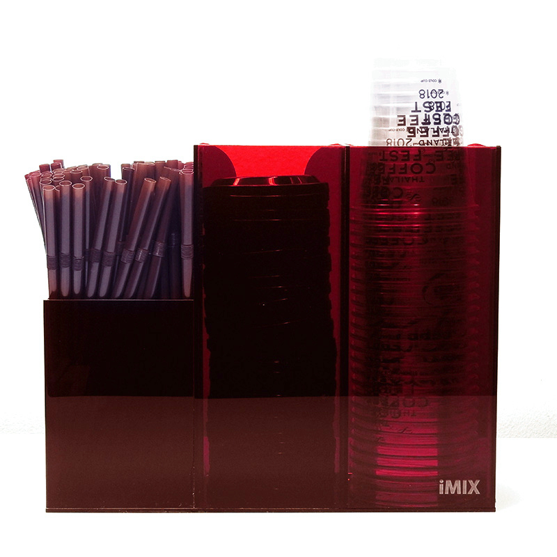 2 compartments for coffee cups and 1 holder for tubes, 2 half acrylic boxes,