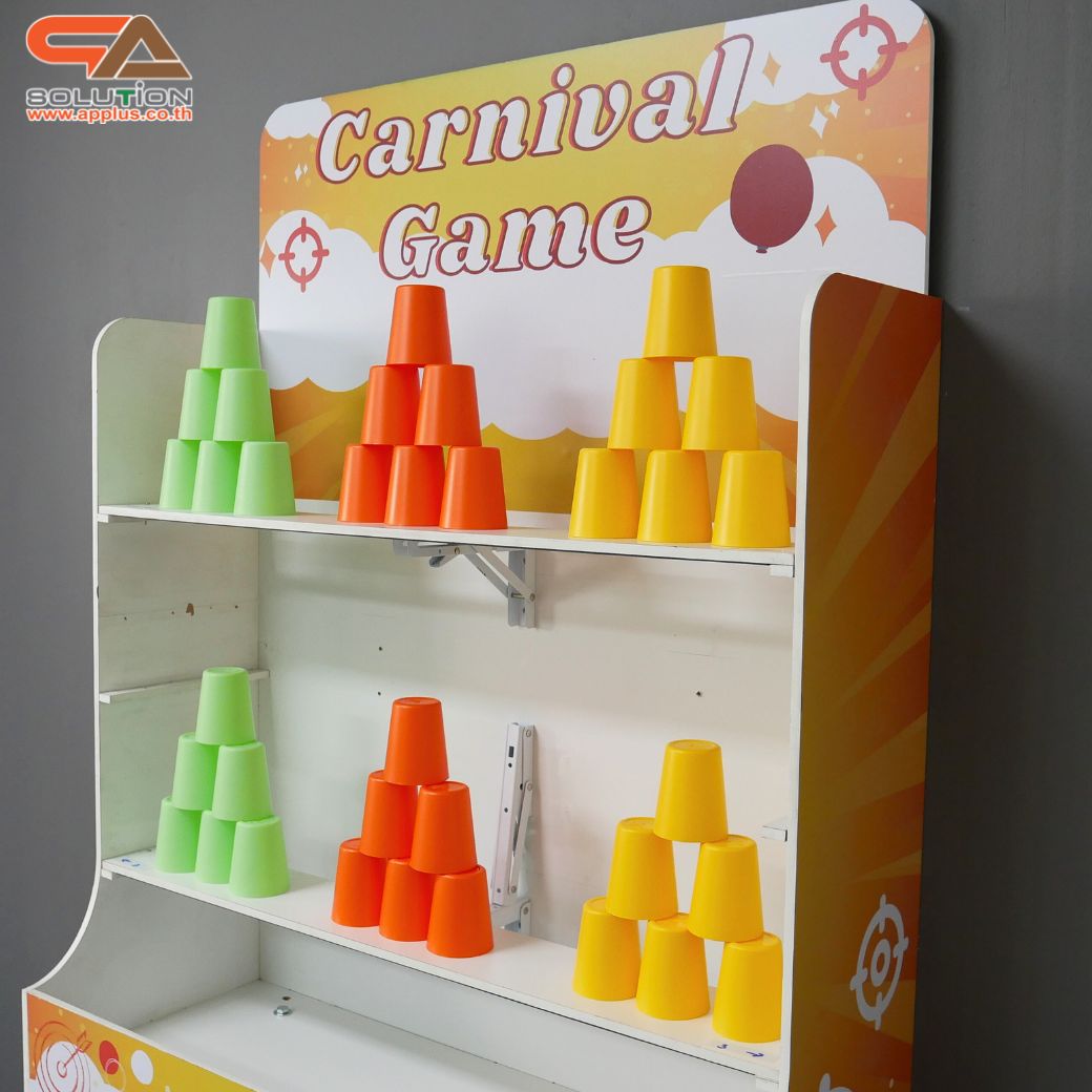 เกมส์ CARNIVAL GAME ปาแก้ว ขนาดโครง (W) 90 x (L)50 x (H)176 cm. พร้อมแก้ว 36 ใบ และบอลโฟม 12 ลูก